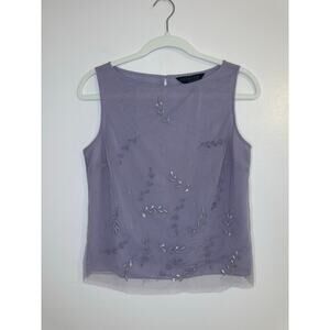 Vintage Y2K Express Womens Fairycore Whimsical Sheer Lavender Sequin Top Size 8